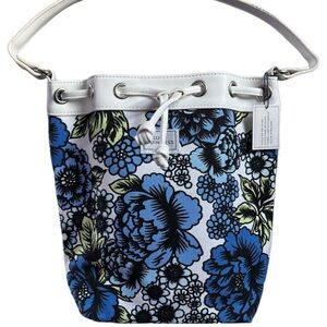 • New • Lulu Guinness Bethany small bucket bag Blues and Greens Floral Print